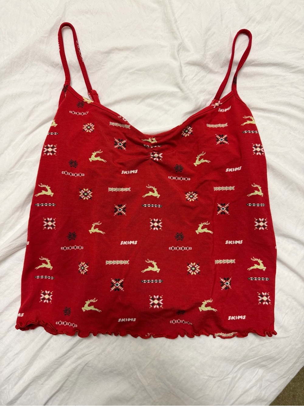SKIMS Red Printed Spaghetti Strap Cami